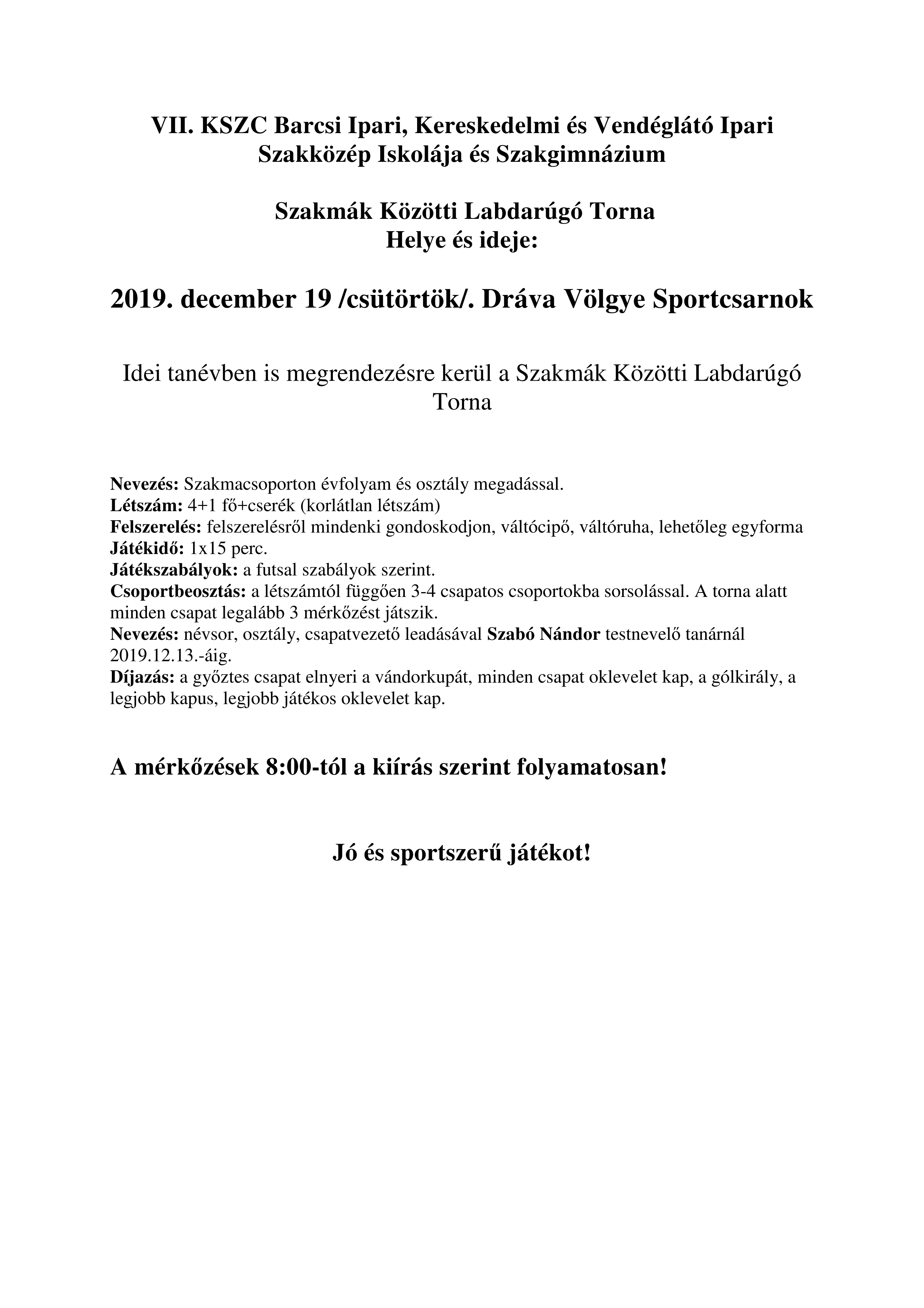Szakmak Kozotti Torna 2019
